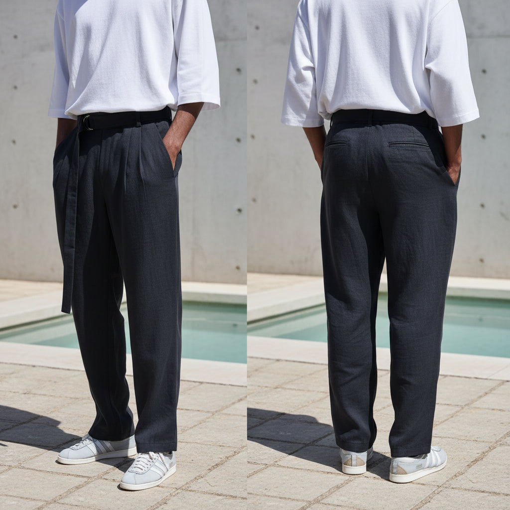 FERE STUDIOS PANTS BAGGY CHINO TROUSERS IN GRAY ANTHRACITE