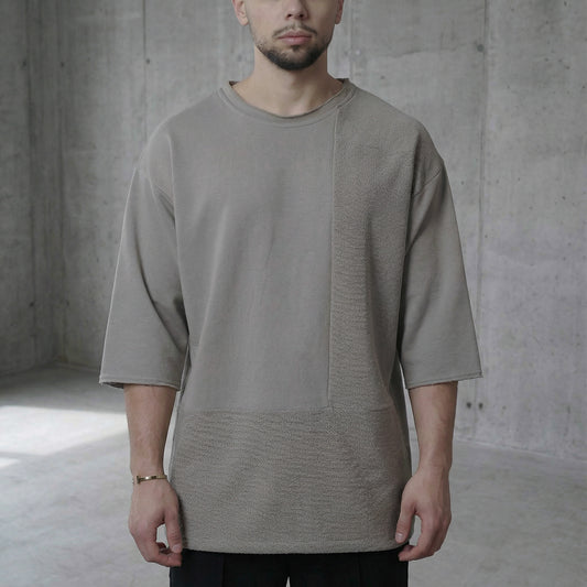 PATCHWORK OVERSIZED T-SHIRT IN GREY