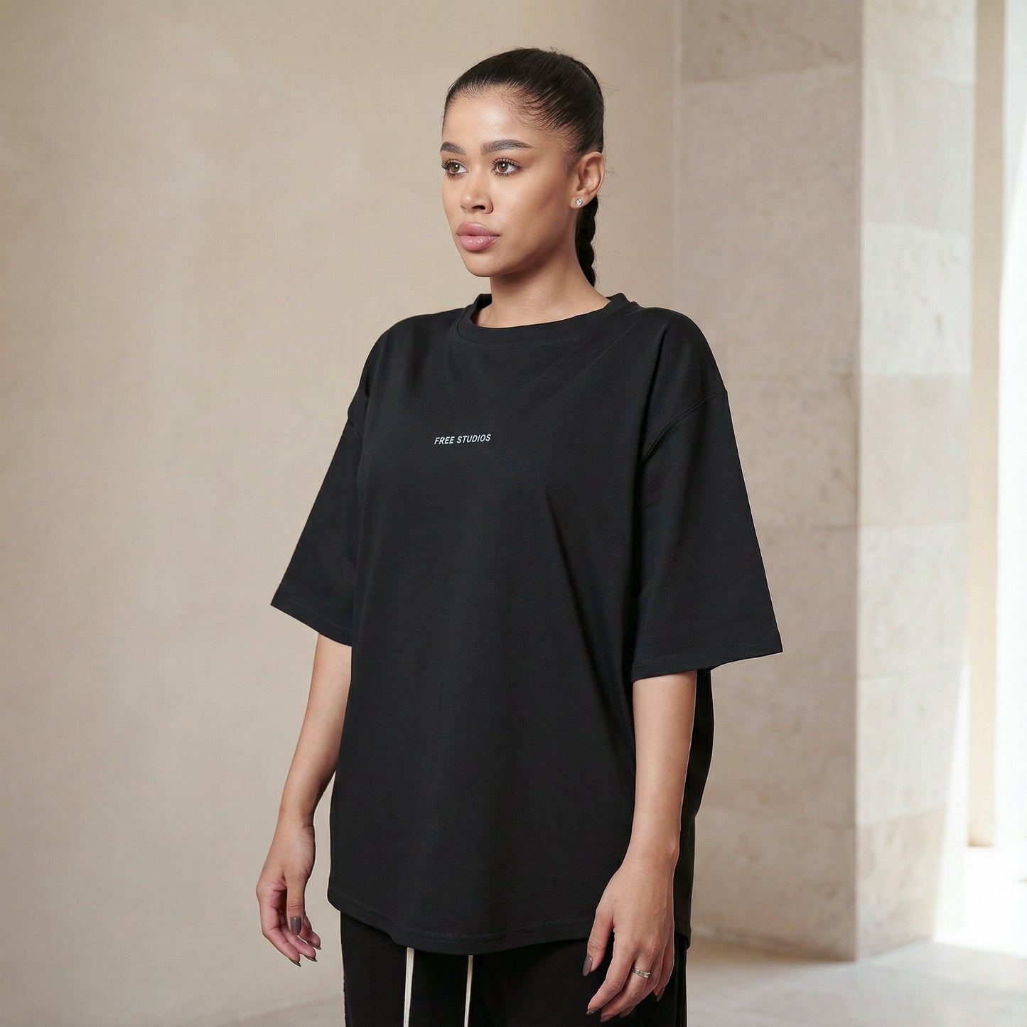 FERE STUDIOS EMBROIDERED LOGO T-SHIRT IN BLACK