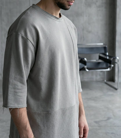 PATCHWORK OVERSIZED T-SHIRT IN GRAY