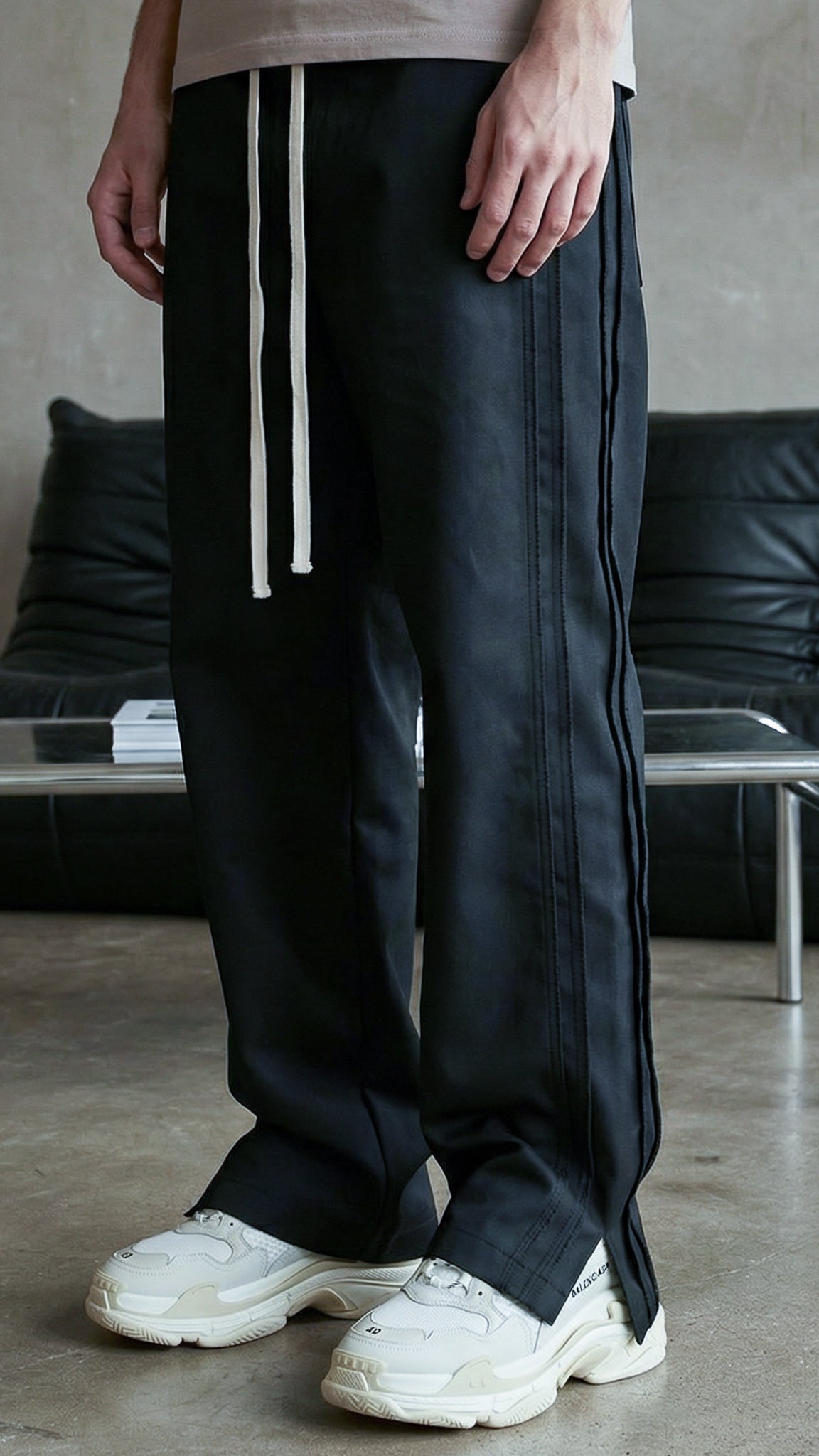 FERE STUDIOS PANTS BAGGY DOUBLE LANE IN BLACK