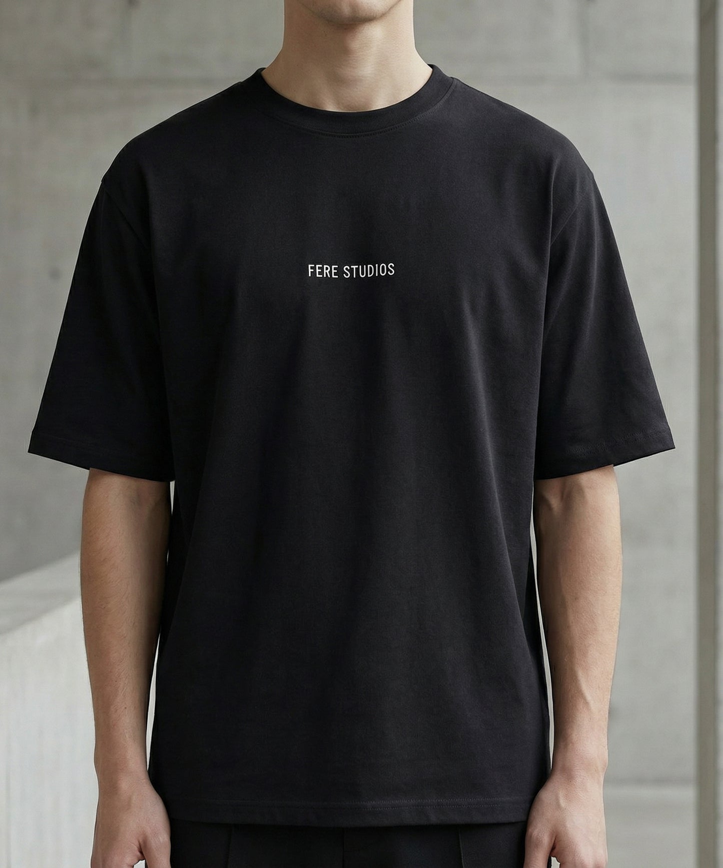 FERE STUDIOS EMBROIDERED LOGO T-SHIRT IN BLACK