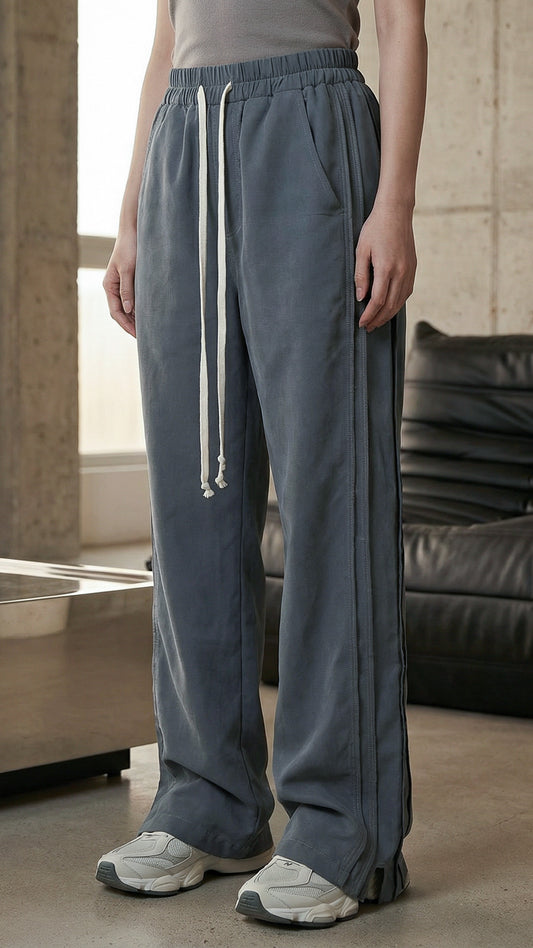 FERE STUDIOS PANTS BAGGY DOUBLE LANE IN GREY ANTHRACITE