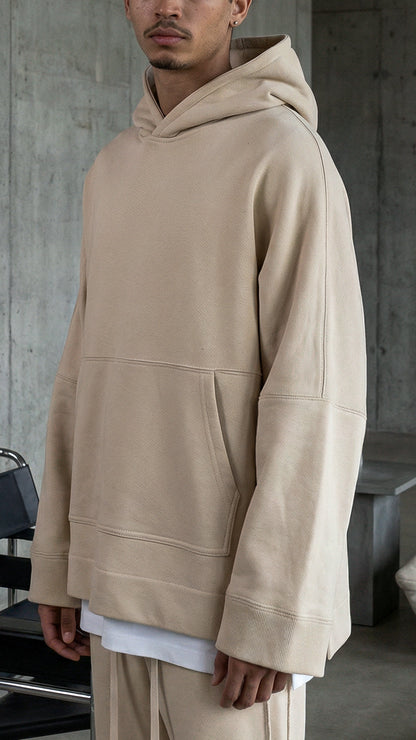 FERE STUDIOS PONCHO HOODIE PURE COTTON IN BEIGE