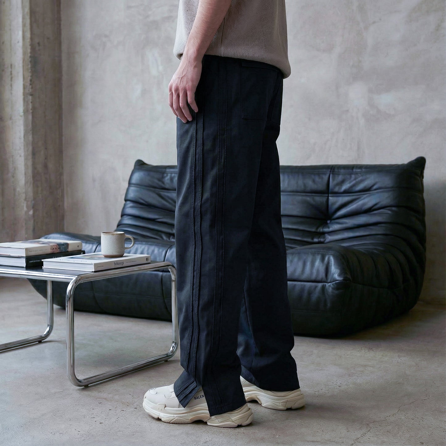 FERE STUDIOS PANTS BAGGY DOUBLE LANE IN BLACK