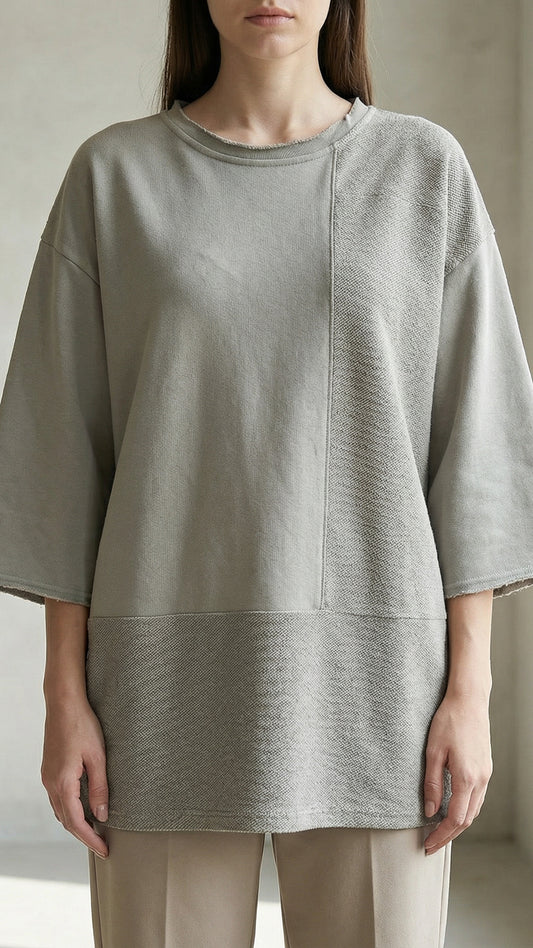 PATCHWORK OVERSIZED T-SHIRT IN GREY