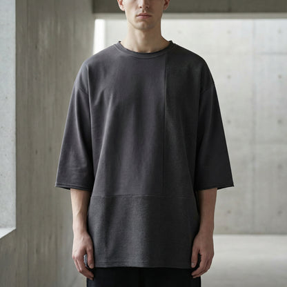 PATCHWORK OVERSIZED T-SHIRT IN GRAY ANTHRACITE