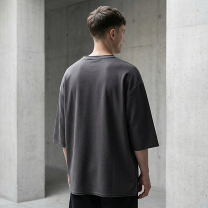 PATCHWORK OVERSIZED T-SHIRT IN GRAY ANTHRACITE