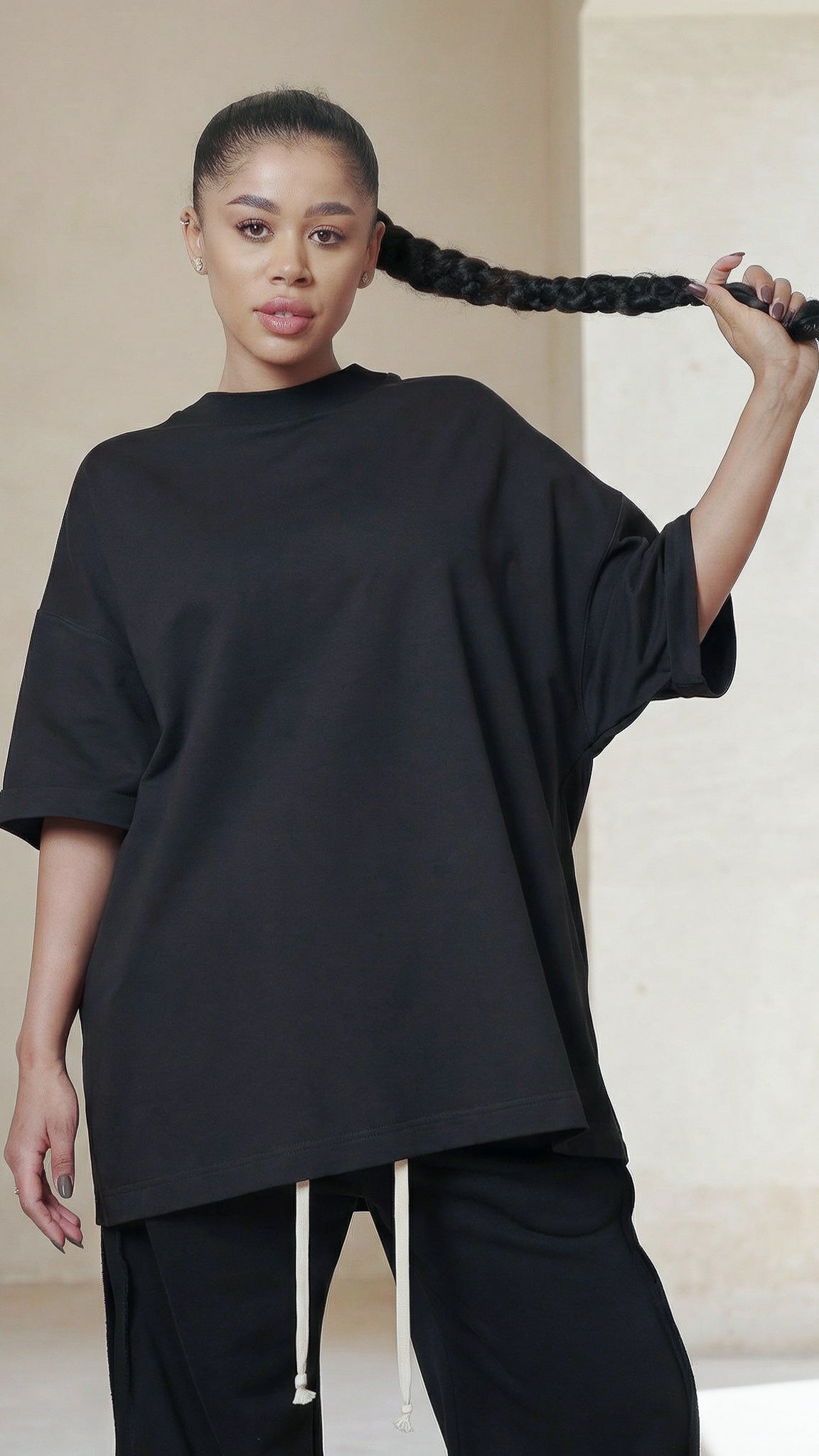 daniele patrice tricou negru oversized barbati bumbac gros 290 gsm logo brodat minimalist streetwear premium Fere Studios