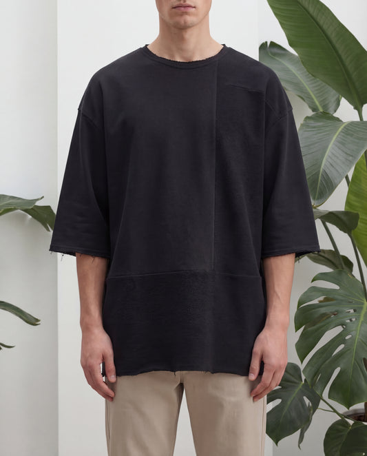 PATCHWORK OVERSIZED T-SHIRT IN BLACK