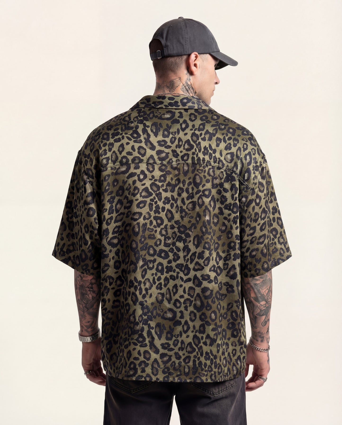 Oversized Leopard Shirt / Olive Black