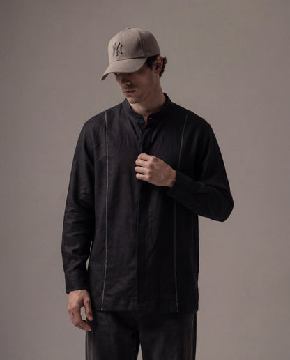 Linen Studio Shirt — Black