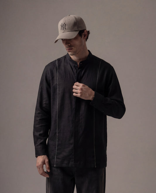 Linen Studio Shirt — Black