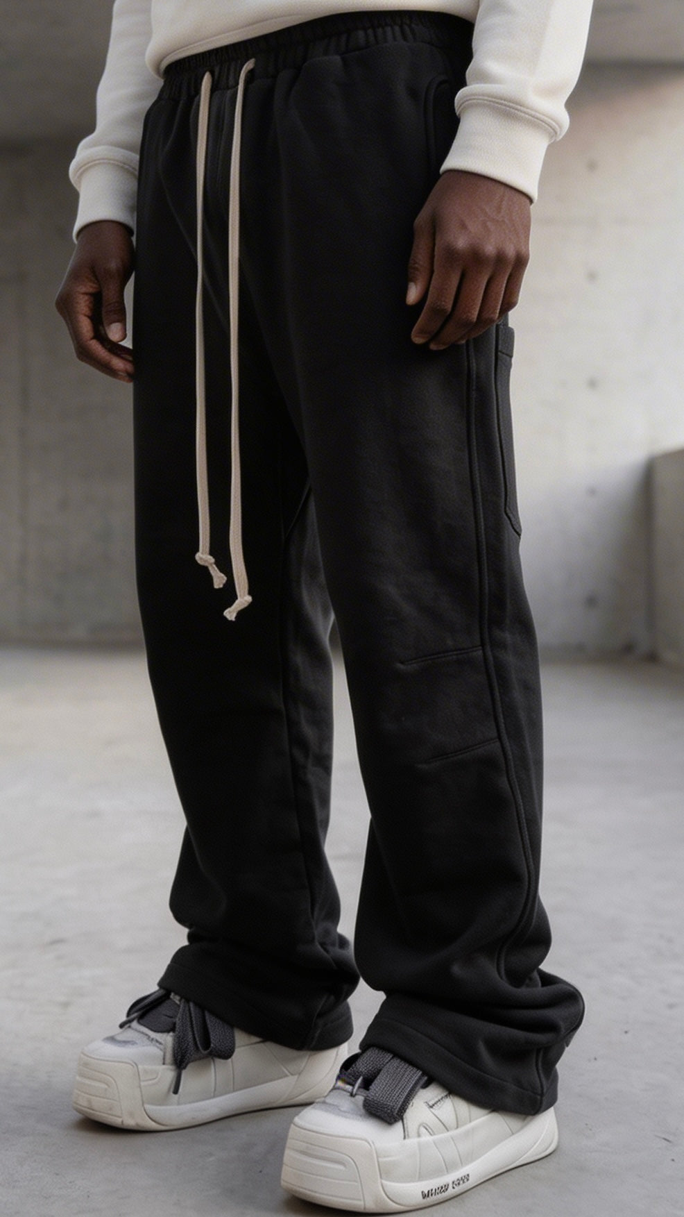 pantaloni negri casual barbati fit larg stil modern minimalist haine premium Fere Studios