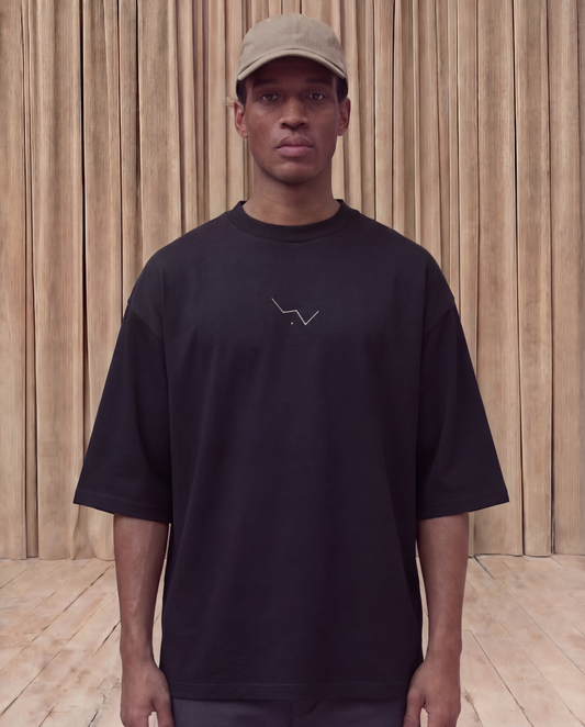 tricou oversized negru barbati casual modern stil minimalist haine premium din bumbac gros Fere Studios