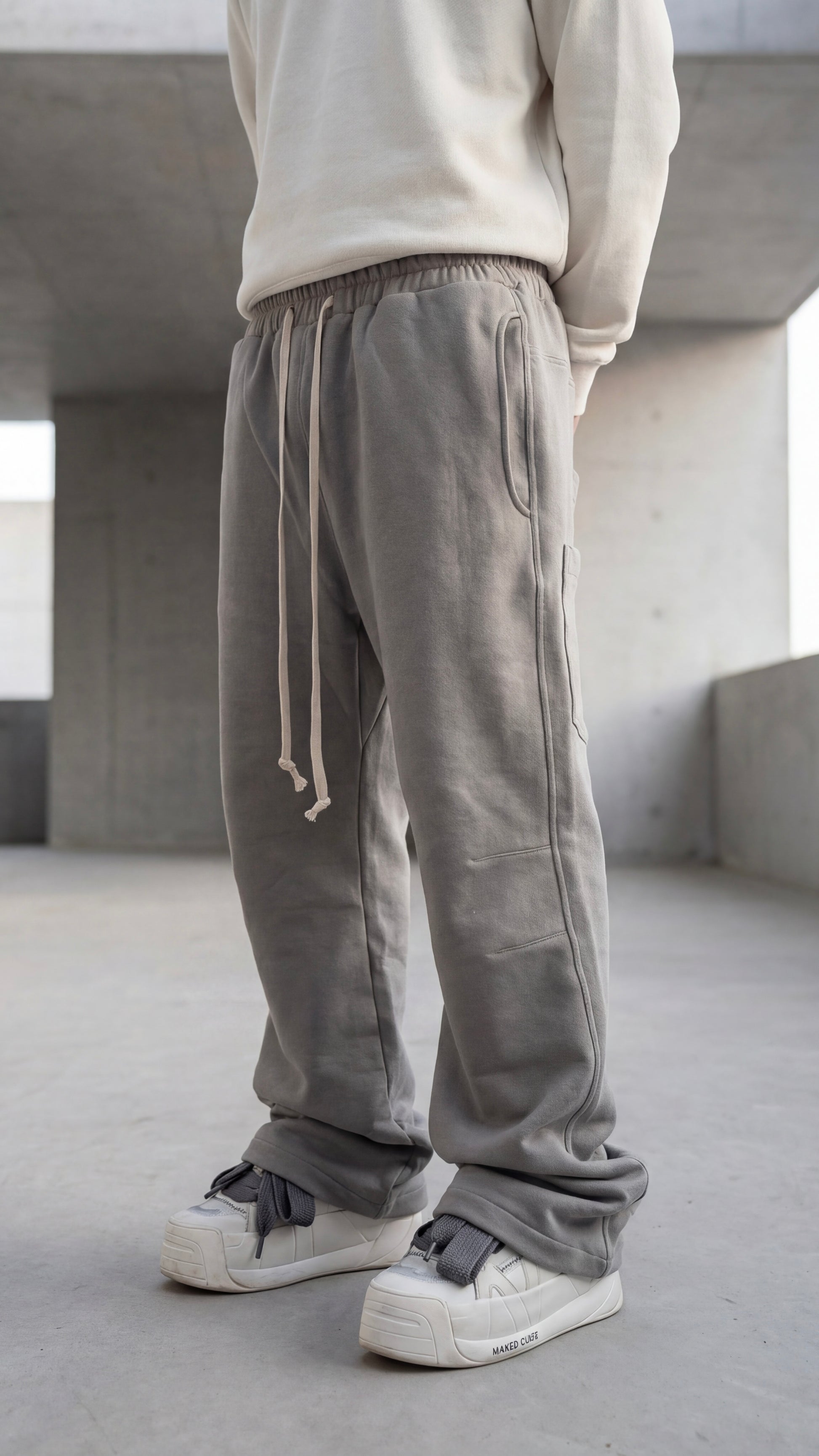 pantaloni gri barbati din bumbac structurat detaliu material premium croiala oversized moderna Fere Studios