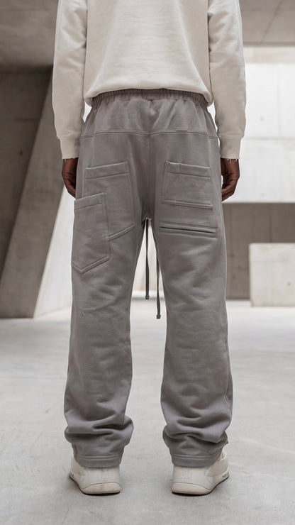 pantaloni gri barbati oversized bumbac premium fit modern stil minimalist Fere Studios