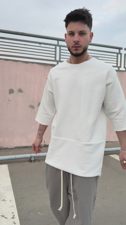 PATCHWORK OVERSIZED T-SHIRT IN OFF WHITE