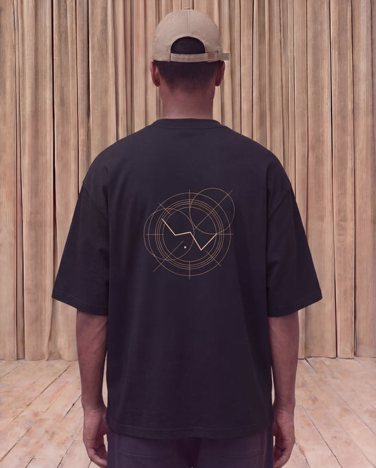 tricou negru oversized barbati bumbac gros 290 gsm design cassiopeia minimalist streetwear premium Fere Studios